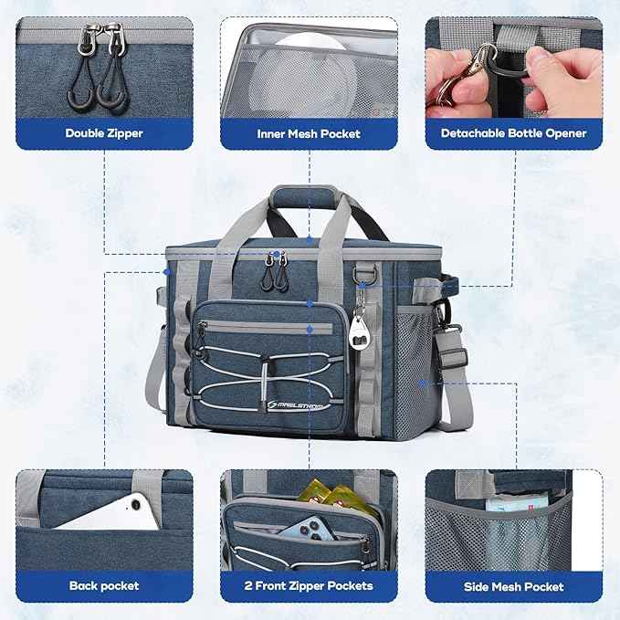 Maelstrom Soft Sided Cooler Bag, 30/40 Can Collapsible Insulated Ice Chest, Large Leakproof Portable Storage for Camping, Travel, Kayaking & Beach
