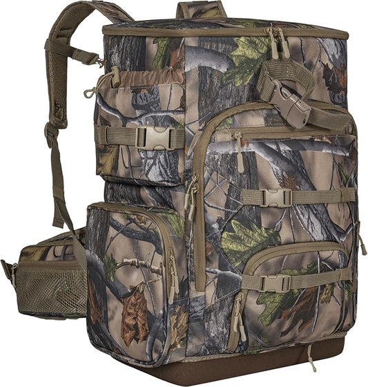 Hunting Backpack with Waterproof Rain Cover, Self Standing Hard Bottom, 50L Camo Hunting Day Pack for Bow Rifle Gun