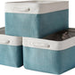 TheWarmHome Storage Bins - Large 3 Pack 15.7x11.8x8.3 in Fabric Storage Baskets for Organizing Shelves | Large Basket Closet Organizer for Home Decor Shelf Baby Toy Laundry (White & Green)