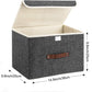 TYEERS Collapsible Storage Boxes, Washable Fabric Storage Bins with Lids, 14.9x9.8x9.8 inches, 3 Pack, Black