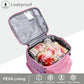 MIER Expandable Lunch Bag Insulated Lunch Box for Teen Girls Women to School Work Travel Portable Lunchbox Bags with Shoulder Strap and Water Bottle Holder(Pink)