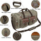 Waxed Canvas Duffle Bag for Men 50L Travel Duffel Bags Expandable Genuine Leather Duffel Overnight Weekender Carry On Bag Two Zipper Pockets Travel Bag (Vintage Grey, Large-50L) - Roamly