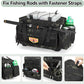 GOBUROS Waterproof Fishing Tackle Bag with Waterproof EVA Bottom (No Tackle Boxes in Package), Soft Tackle Box Storage Bag with Rod Holder, Pliers Storage for Fishing