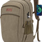 Tzowla Vintage Canvas Laptop Backpack for Men and Women,College Travel Work Rucksack with USB/Type-C Charging Port,Lightweight Bookbag Hiking Casual Daypack Backpacks Fit 15.6" Laptop(Olive Green)