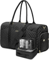 Weekender Travel Duffle Bag for Women - Carry on Bag with Shoe Compartment Overnight Bags with Wet Pocket Toiletry Bags Weekend Yoga Gym Traveling Hospital Bags for Labor and Delivery Black