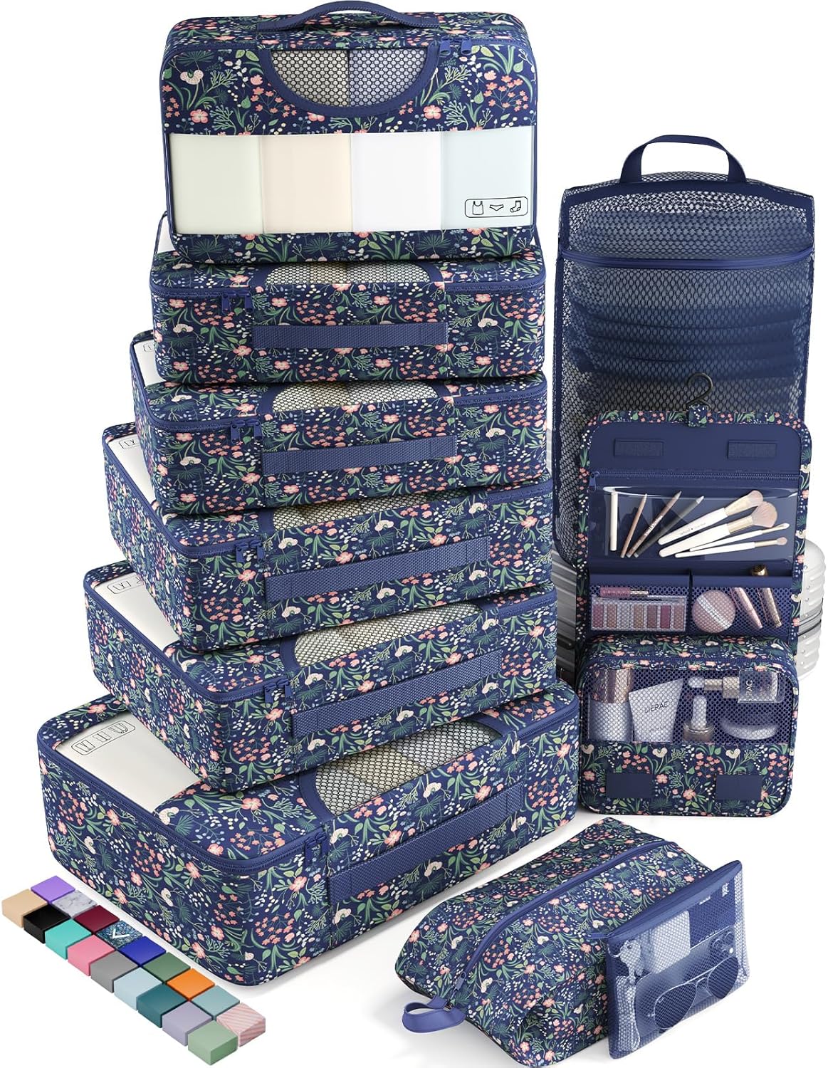 Veken 10 Set Packing Cubes for Travel Essential, Suitcase Organizer Bags in 4 Sizes, Carry-On Luggage Accessories with Large Laundry & Hanging Toiletry Bag, Must-Have for Airplane, Road Trip & Camping - Roamly