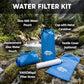 Tactiko Survival 20oz/600ml Purifying Water Bottle Filter Kit - Filter 265 Gal. Water from Rivers, Lakes & Streams - SGS Certified - UF Membrane, Activated Carbon - Camping, Hiking, Emergency (Blue)
