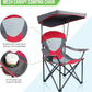 ALPHA CAMP Heavy Duty Canopy Camping Chair, 350 lbs Capacity Oversized Folding Chair with Adjustable Sunshade, Portable Sunshade Chair with Cup Holder for Beach, Fishing, Outdoor