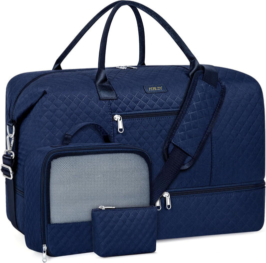 Weekender Bag for Women, Travel Duffel Bag Carry On Overnight Bag with Shoe Compartment Large Nylon Travel Weekend Tote Bag - Roamly
