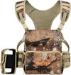 NEW VIEW Binocular Harness Chest Pack, Bino Case with Rangefinder Pouch and Rain Cover, Silent Chest Rig with 8 Pockets for Hunting, Hiking, Bird Watching