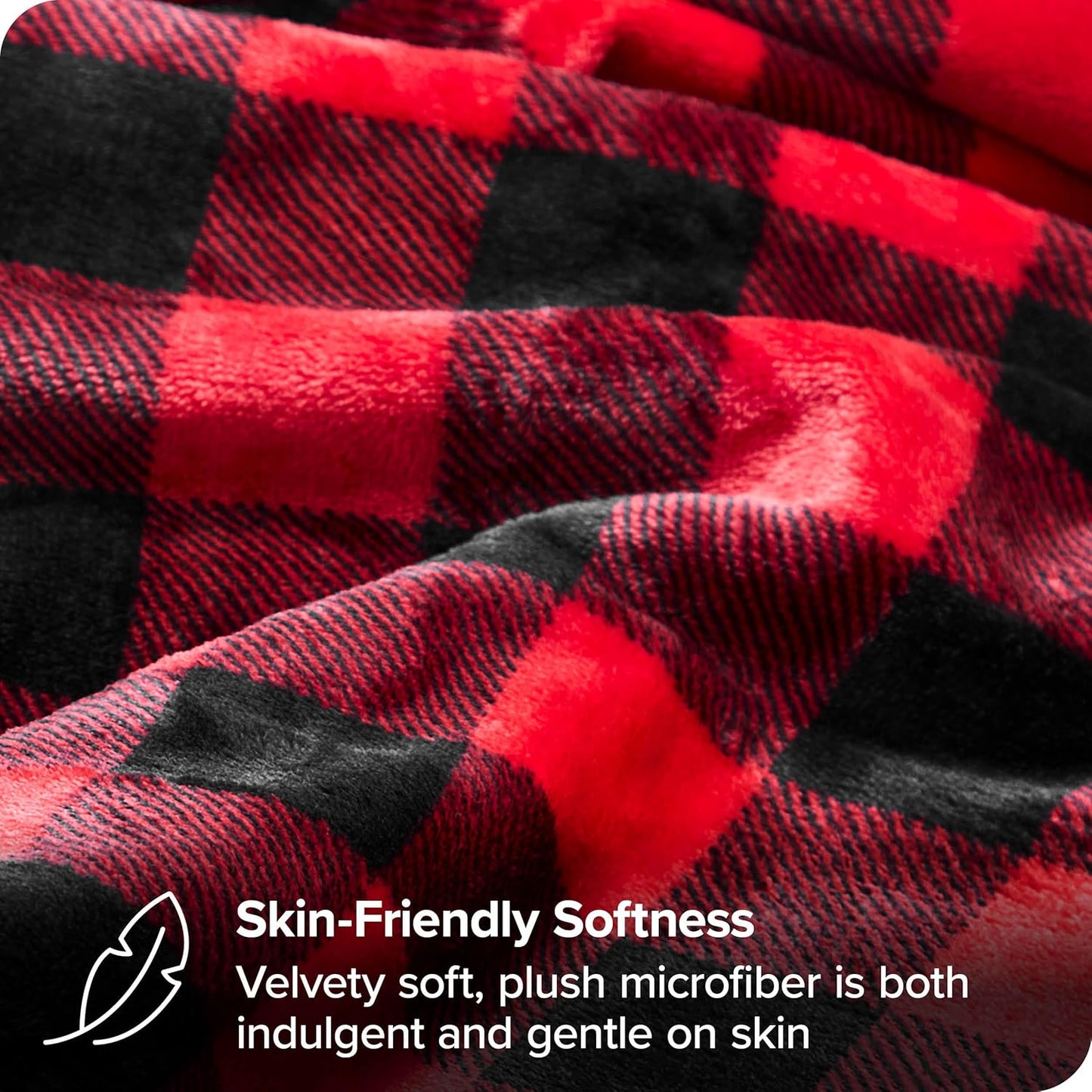 Bare Home Textured Fleece Blanket - Twin/Twin Extra Long - Ultra-Soft Lightweight for Bed, Sofa, and Couch - Luxury Microplush - Cozy Warm Blanket (Twin/Twin XL, Chester Buffalo Plaid - Red/Black)
