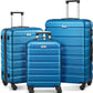 Suitour Luggage 3 Piece Sets Hard Shell Luggage Set with Spinner Wheels, TSA Lock, 20 24 28 inch Travel Suitcase Sets, Cerulean Blue