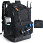 Fishing Backpack with Rod Holder, Heavy Duty Fishing Bag with Waterproof Bottom, Tackle Backpack Gifts for Man Woman-Black
