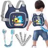 Accmor Toddler Harness Leash+ Reflective Anti Lost Wrist Link, Cute Dinosaur Kids Harness with Leash, Collapsible Child Leash Baby Boys Walking Wristband Assistant Strap Belt for Outdoor Travel