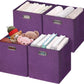 Posprica Storage Boxes, Foldable Organiser Cube Basket Bin, Thick and Heavy Duty (28×28×28cm/4pcs, Purple)