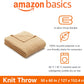 Amazon Basics Chunky Cable Knit Throw Blanket for Couch, Sofa, Bed, Lightweight Soft Cozy, Sand, 50"x 60"
