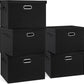 Large 17" 36 Quart Collapsible Stackable Storage Bins with Lids, 5 Packs Black Linen Fabric Closet Boxes with Lids, Storage Cube Baskets Container Organizers for Bedroom Office(17 x12 x11)