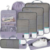 BAGAIL 4 Set/6 Set/8 Set Compression Packing Cubes Travel Accessories Expandable Packing Organizers(HalfMesh,8-Dusty Purple)
