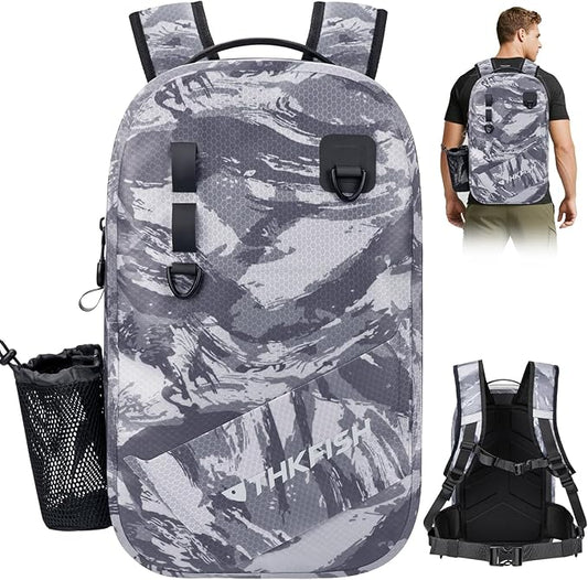 THKFISH IPX8 Waterproof Fishing Backpack with Rod Holder, Lightweight Fishing Sling Bag, Move Freely Fish Gifts for Men