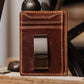 House of Jack Co. Flynn Hinged Money Clip Wallet for Men, Slim Front Pocket Card Holder, Full Grain Cowhide Leather Wallet, Brown
