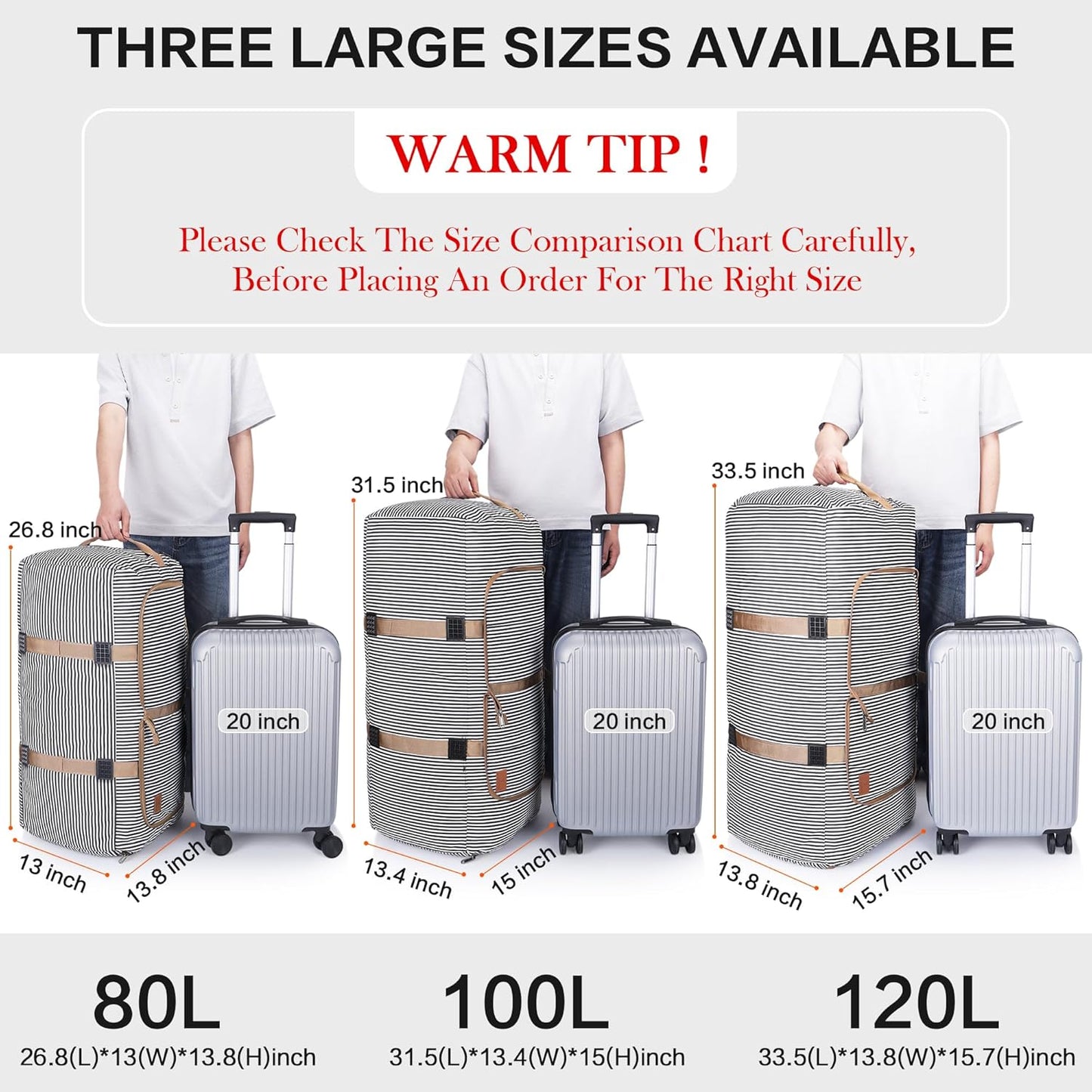 100L Duffle Bag for Travel, Large Foldable Waterproof Travel Duffel Bags Weekender Overnight Bag for Men and Women with Shoe Compartment (Stripe) - Roamly
