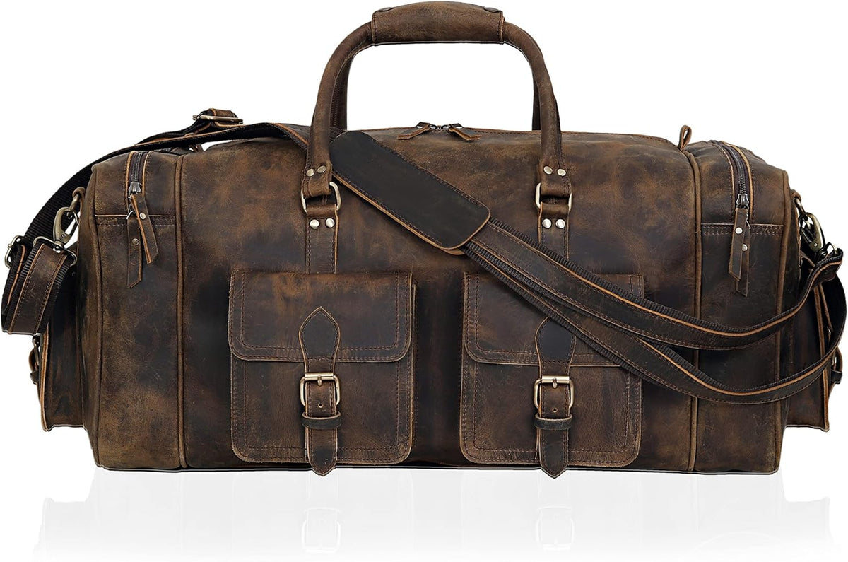 Large duffel bags for men holdall leather travel bag overnight gym sports weekend bag - Roamly
