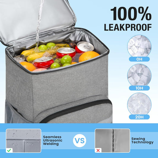 Backpack Cooler - 54 Cans Large Capacity Insulated Leak Proof Lunch Backpack for Men & Women, Soft Cooler Bag for Picnic Camping Beach Hiking Travel Office