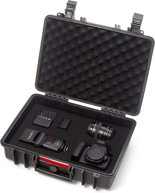 Amazon Basics Hard Camera Case, Medium, Black, Solid, 18"L x 14"W x 6"H