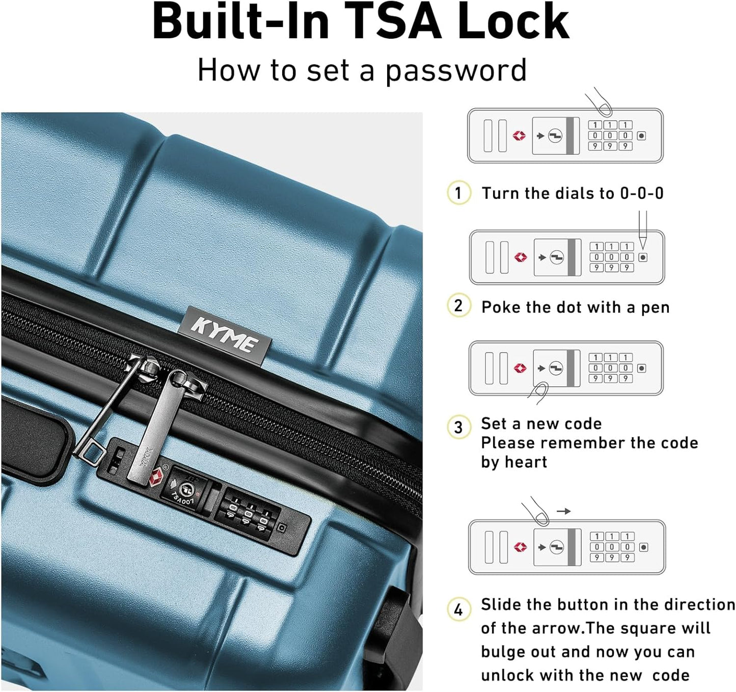 KYME 26 Inch Luggage TSA Approved Hardshell 26" Suitcases with Spinner Wheels Durable Medium Travel Checked Luggage with Cup Holder for Women Men Blue