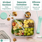 Everusely - Bento Box - Green, 37oz / 1.1 L - Stainless Steel Lunch Box with Leakproof Condiment Container - 3 Compartment Snack Organizer for On the Go Meals - Freezer & Dishwasher Safe