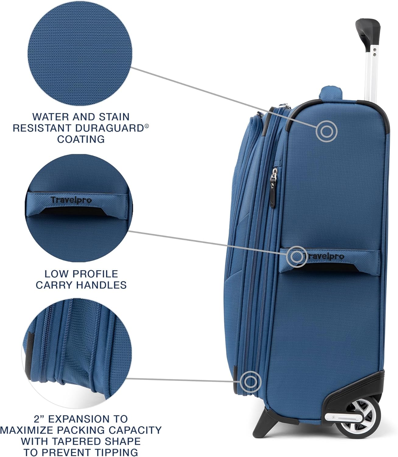 Travelpro Maxlite 5 Softside Expandable Upright 2 Wheel Carry on Luggage, Lightweight Suitcase, Men and Women, Ensign Blue, Carry On 20-Inch - Roamly