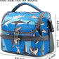 FlowFly Kids Double Decker Cooler Insulated Lunch Bag Large Tote for Boys, Girls, Men, Women, With Adjustable Strap, Shark