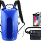 Freegrace Waterproof Dry Bags Set of 3 - Dry Bag with 2 Zip Lock Seals, Waist Pouch & Phone Case - Can Be Submerged Into Water for Swimming, Kayak, Rafting & Boating (Window, Navy Blue, 35L)