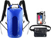 Freegrace Waterproof Dry Bags Set of 3 - Dry Bag with 2 Zip Lock Seals, Waist Pouch & Phone Case - Can Be Submerged Into Water for Swimming, Kayak, Rafting & Boating (Window, Navy Blue, 35L)