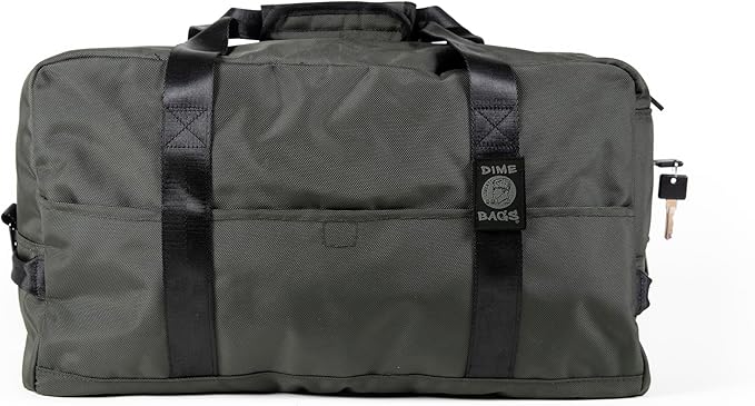Dime Bags Travel Duffle Bag, Odor Proof w/Carbon Filter Lining, Built-In Lock Duffle, Water-Resistant, Secret Pocket, Associate (Green)