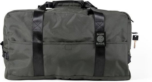 Dime Bags Travel Duffle Bag, Odor Proof w/Carbon Filter Lining, Built-In Lock Duffle, Water-Resistant, Secret Pocket, Associate (Green)