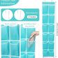 Over the Door Hanging Shoe Organizer, 12 Pockets, Turquoise