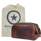 10" Premium Leather Toiletry Travel Pouch With Waterproof Lining | King-Size Handcrafted Vintage Dopp - Kit By Aaron Leather Goods (Dark Brown) - Roamly