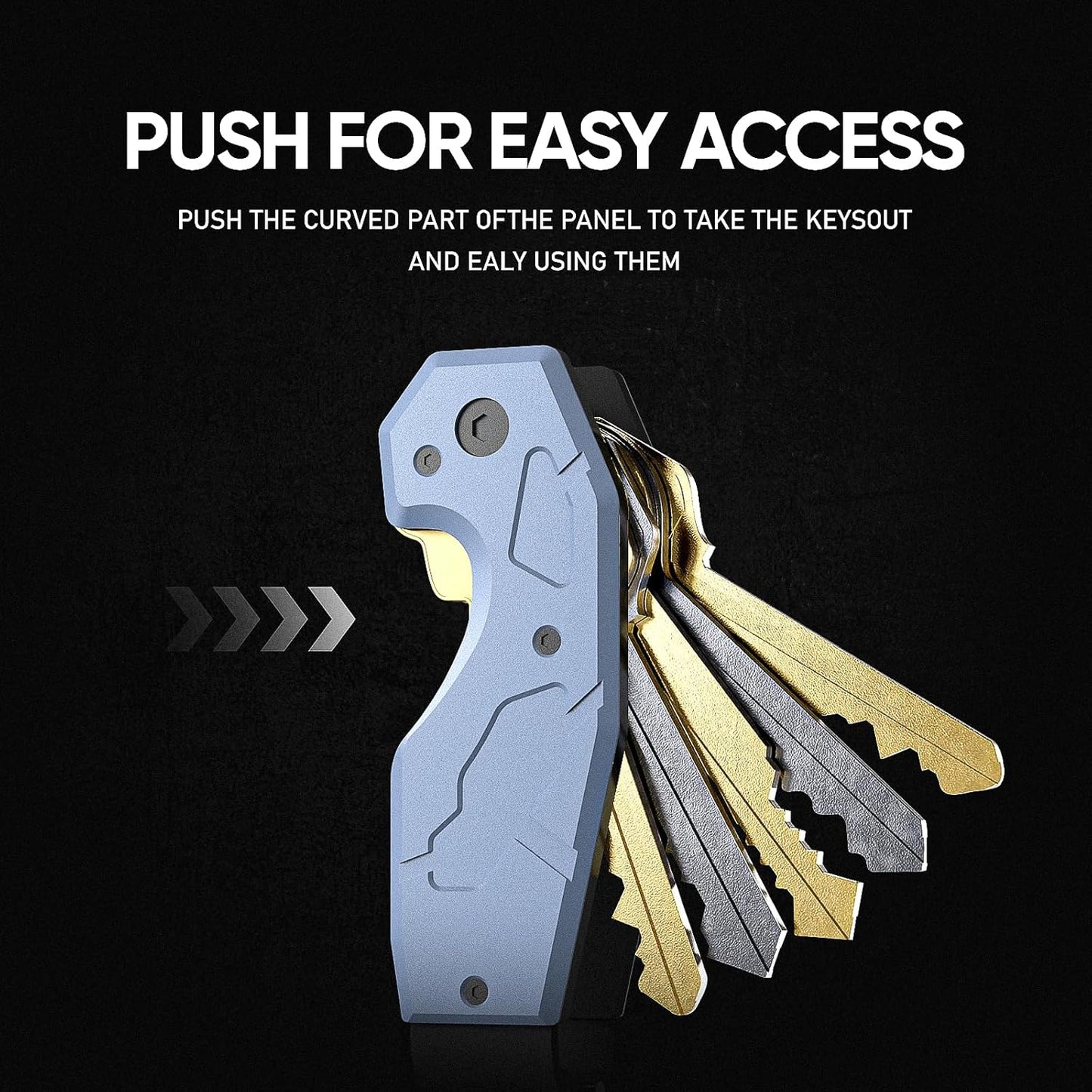 Zeeker Compact Key Organizer Keychain with Built-in Tools – Holds 1-6 Keys, Includes Bottle Opener, Hex Wrench, and Serrated Cutter – Minimalist Key Holder for Men and Women (Blue)