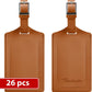Travelambo Luggage Tags for Suitcases Faux Leather Privacy Protection 26 Pack Bag Tags Travel Accessories Essential, Yellowish Brown