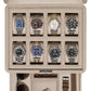 ROTHWELL 8 Slot Leather Watch Box with Valet Drawer - Luxury Case Display Jewelry Organizer, Locking Display Case Holder with Real Glass Top - Watch Box Organizer for Men & Women (Oatmeal)