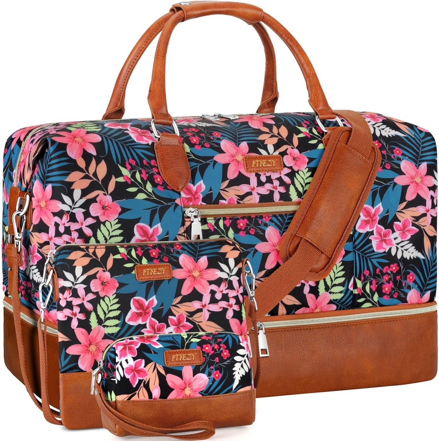 Weekender Bag for Women, Travel Duffel Bag Carry On Overnight Bag with Shoe Compartment Large Nylon Travel Weekend Tote Bag - Roamly