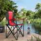 SONGMICS Folding Camping Chair, with Comfortable Sponge Seat, Cup Holder, Heavy Duty Structure, Max Load Capacity 551 lb, Outdoor Picnic Chair, Red and Black UGCB06BK