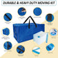 12 Pack Heavy Duty Extra Large Moving Bags with Backpack Straps & Large Vacuum Storage Bags Moving Supply Combo, Moving Totes with Handles & Zippers for Space Saving, Fold Flat, Includes Vacuum Bags