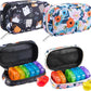 Serfeymi Weekly Travel Pill Organizer 2 Times A Day AM PM Rainbow Pill Box 7 Day with Zipper Canvas Pill Case, Medicine Organizer for Pills, Vitamins, Fish Oils - Black 02 + Bloom 01