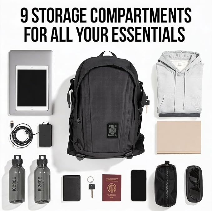 DIME BAGS Odor Blocking Backpack with Lock, Water-Resistant, Anti Theft Bag, Lockable Travel Backpack with Padded Shoulder Straps, Spill Proof Zippers, Transporter (Oxblood)