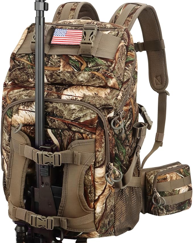 Hunting Backpack, Outdoor Hunting Pack with Rifle Holder, Hunting Backpacks for Men, Hunting Bag with Waterproof Rain Cover