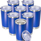 20 oz Tumbler Coffee Tavel Tumblers Bulk with Lid Stainless Steel Double Wall Vacuum Insulated Mug Powder Coated Cups fit Car Cupholder for Hot and Cold - Dark Blue, 8Pack