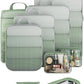 Veken 9/11 Set Compression Packing Cubes for Travel Essentials,Compressible Expandable Large Luggage Suitcase Organizer Bags for Clothing,Durable Space Saver Storage Bags(Matcha Green)