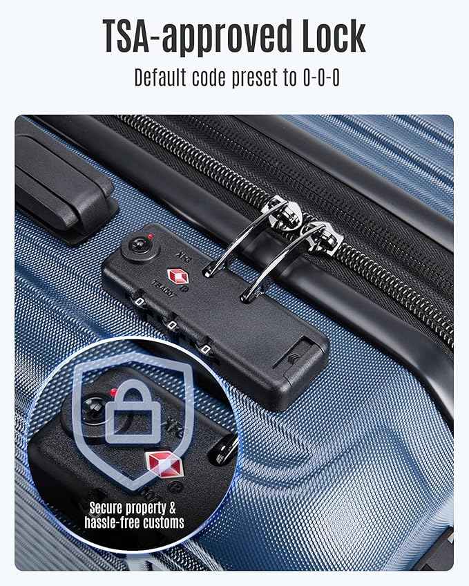 LIGHT FLIGHT 3-Piece Luggage Sets, Expandable Carry On Luggage 22x14x9 Airline Approved, Hardside Carry On Suitcases with Wheels, TSA Lock Travel Luggage Sets, Royal Blue